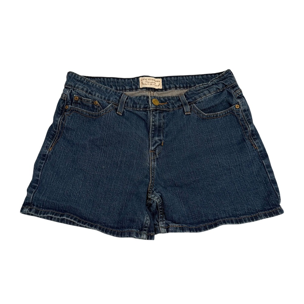 Levi Strauss Signature Women Blue Denim Jean Shorts Jorts Misses 14 R6362